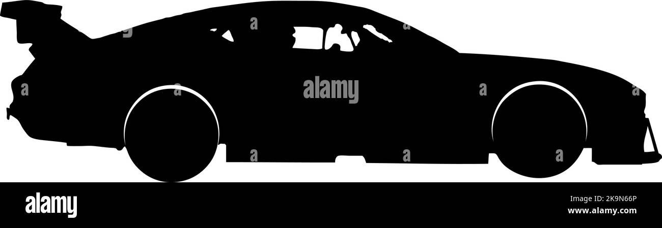 Black silhouette of a GT sedan type race car Stock Vector