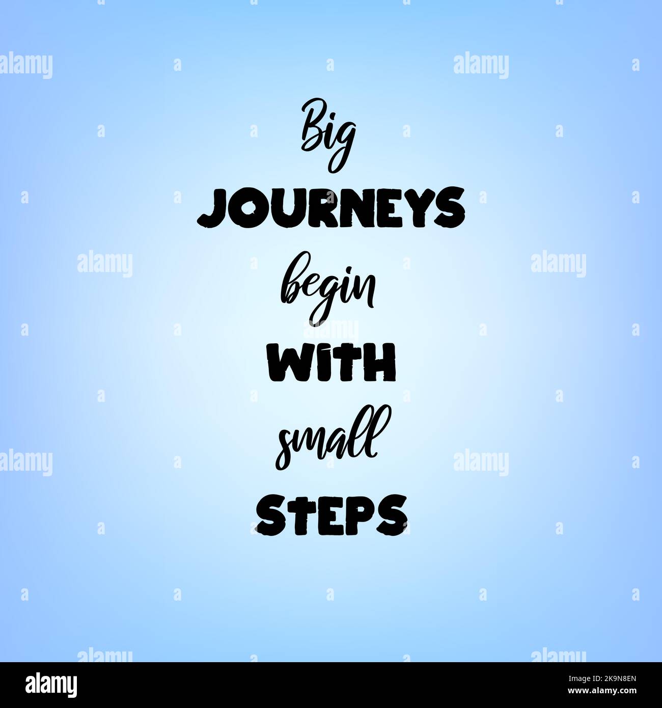 Motivational vector poster with inspirational quote. Big journeys begin with small steps Stock Vector