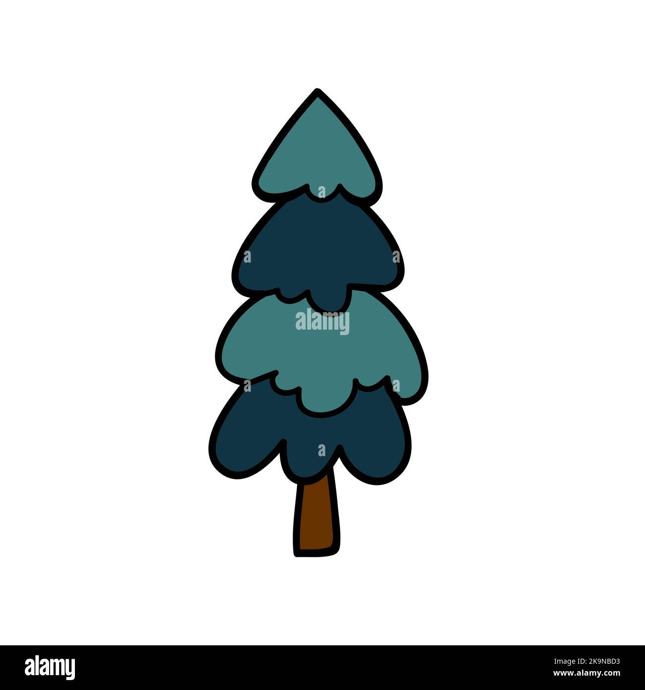 Stylized spruce tree. Colorful image for cards, poster, scrapbook