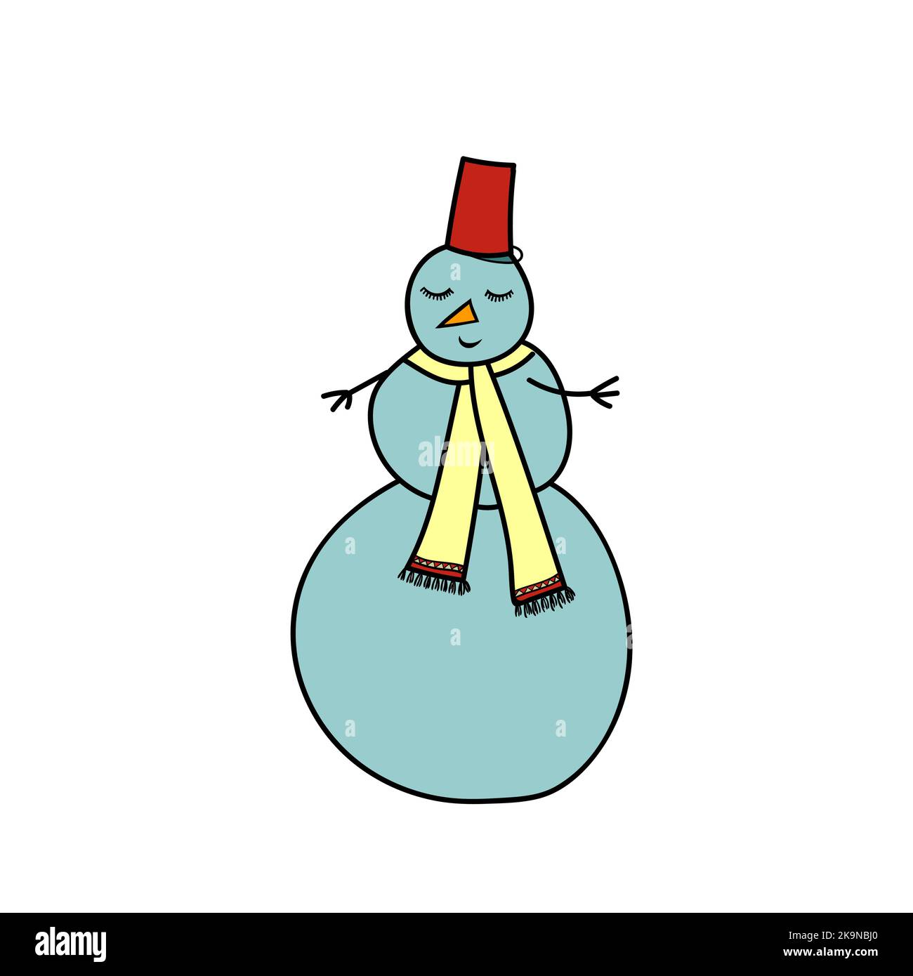 Funny snowman. Colorful image. Illustration in cartoon style for stickers, cards, invitations, stationery design Stock Vector