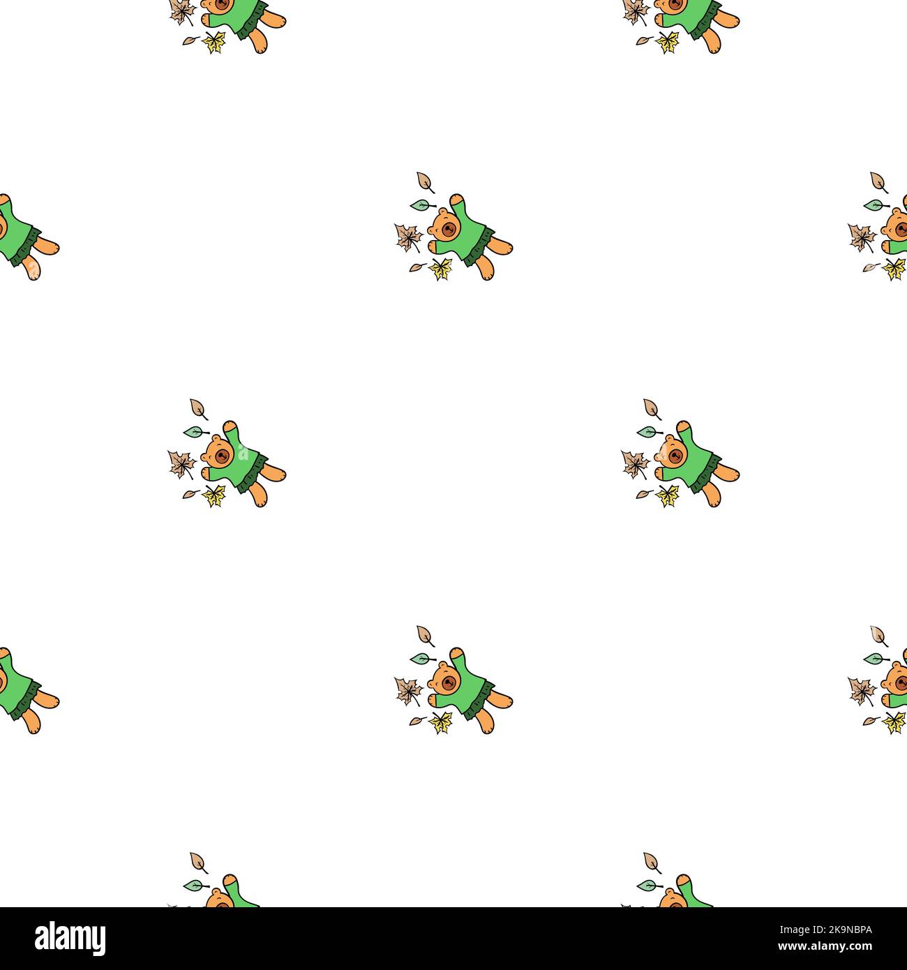 Seamless background with cute bears. Cartoon characters. Decorative