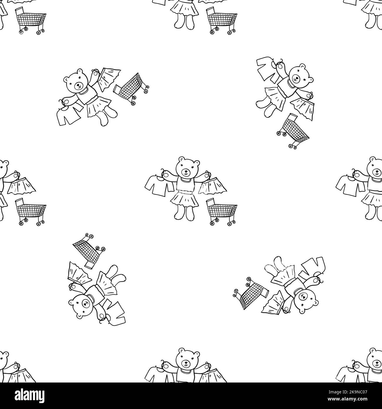 Seamless background with cute bears. Cartoon characters. Decorative