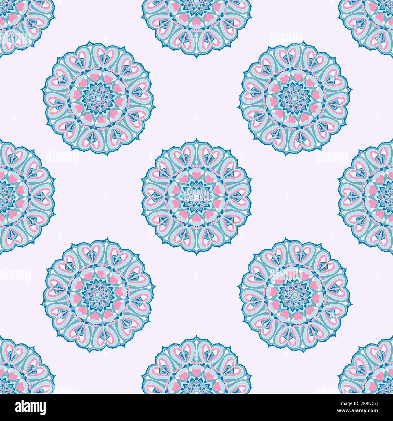 Seamless pattern with abstract mandala round ethnic style elements Stock Vector