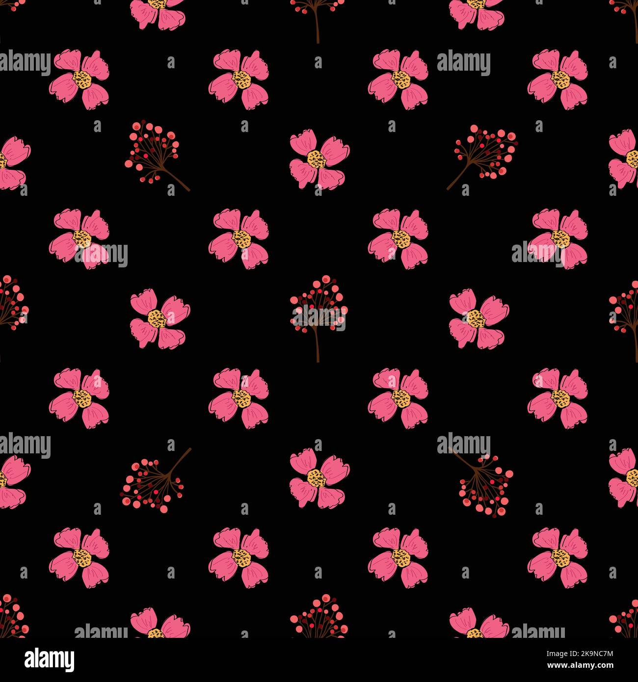 Seamless vector background with colorful floral elements. Stock Vector