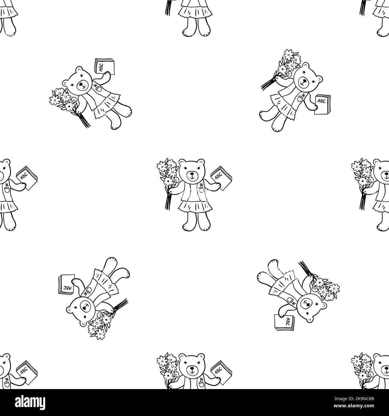 Seamless background with cute bears. Cartoon characters. Decorative