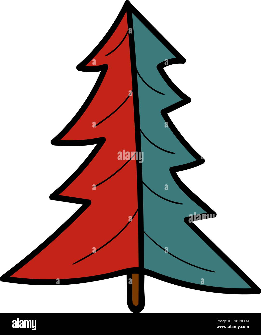 Stylized spruce tree. Colorful image for cards, poster, scrapbook