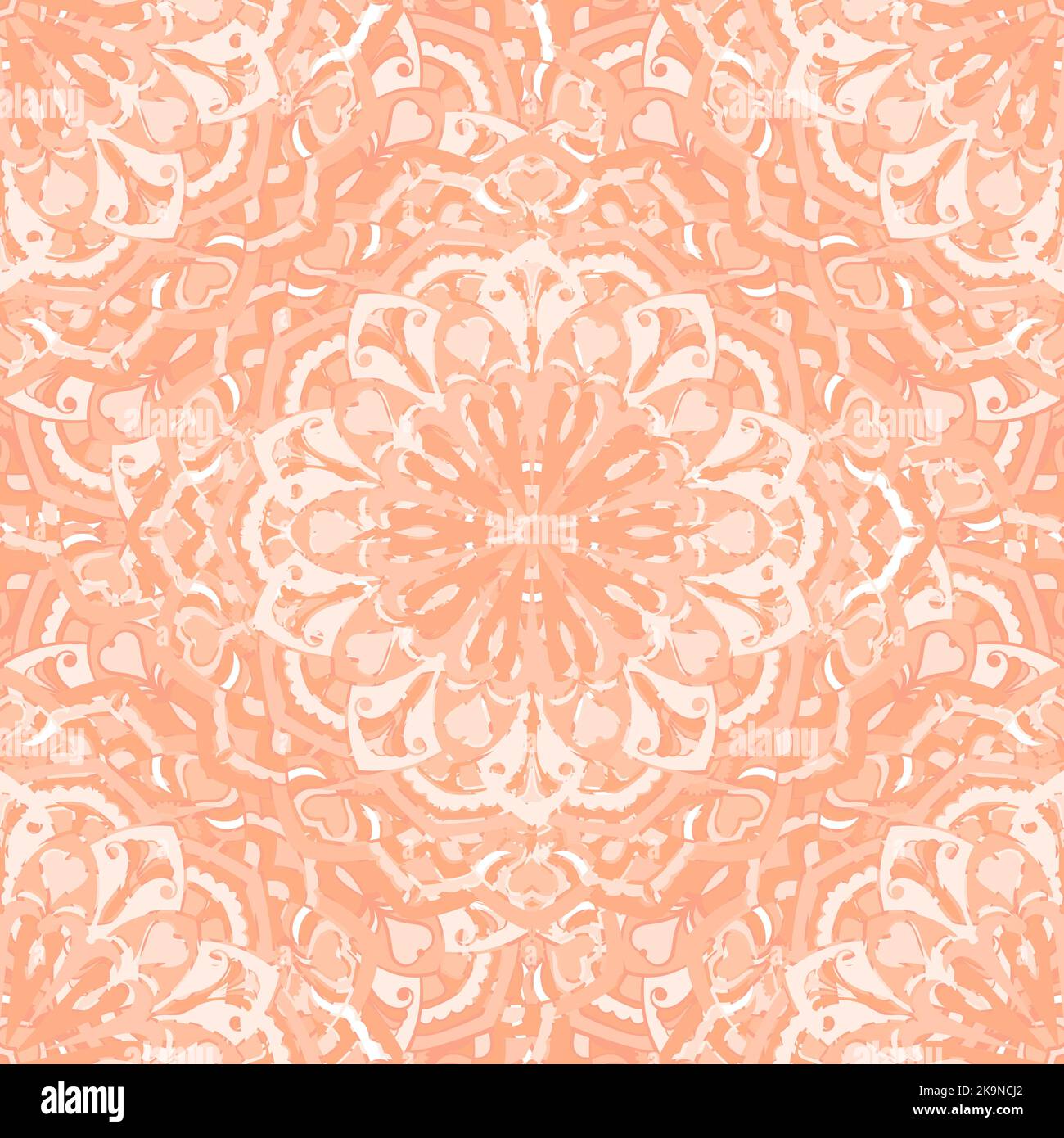Seamless decorative background. Ethnic mandala pattern. Round ornamental elements Stock Vector