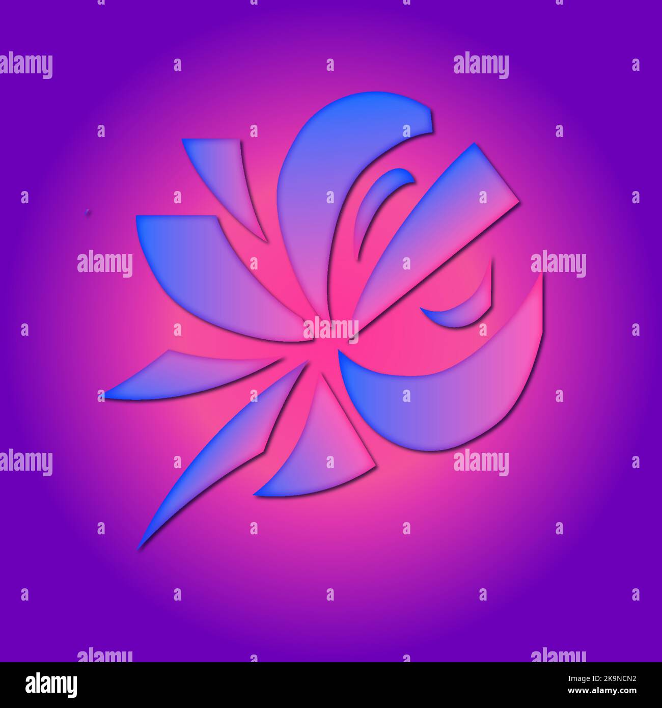 Abstract template pattern. Bright neon colors. Geometric shapes on purple luminous background. Element for design. Stock Vector