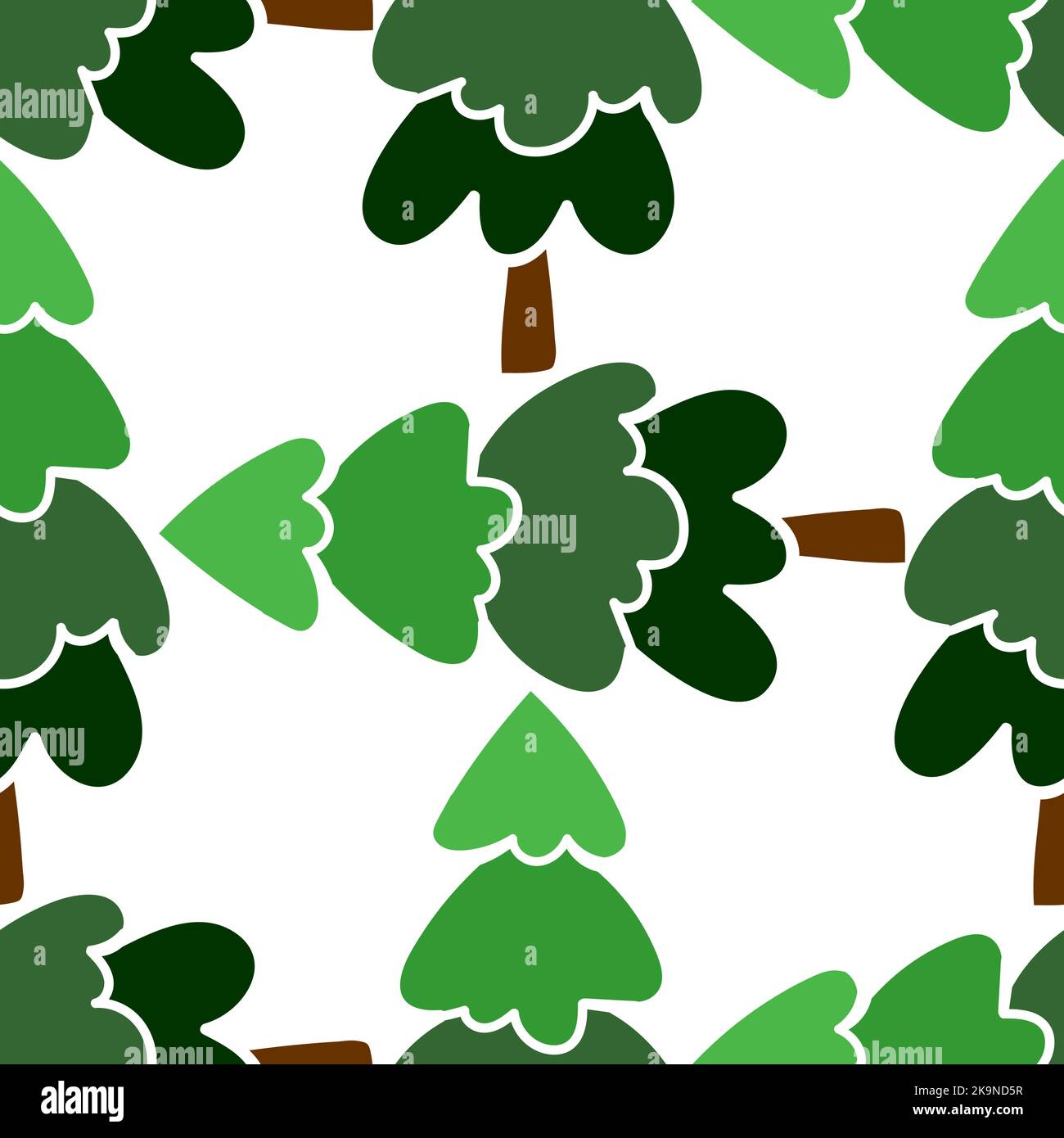 Vector seamless pattern of stylized Christmas trees. Decorative winter background. Stock Vector
