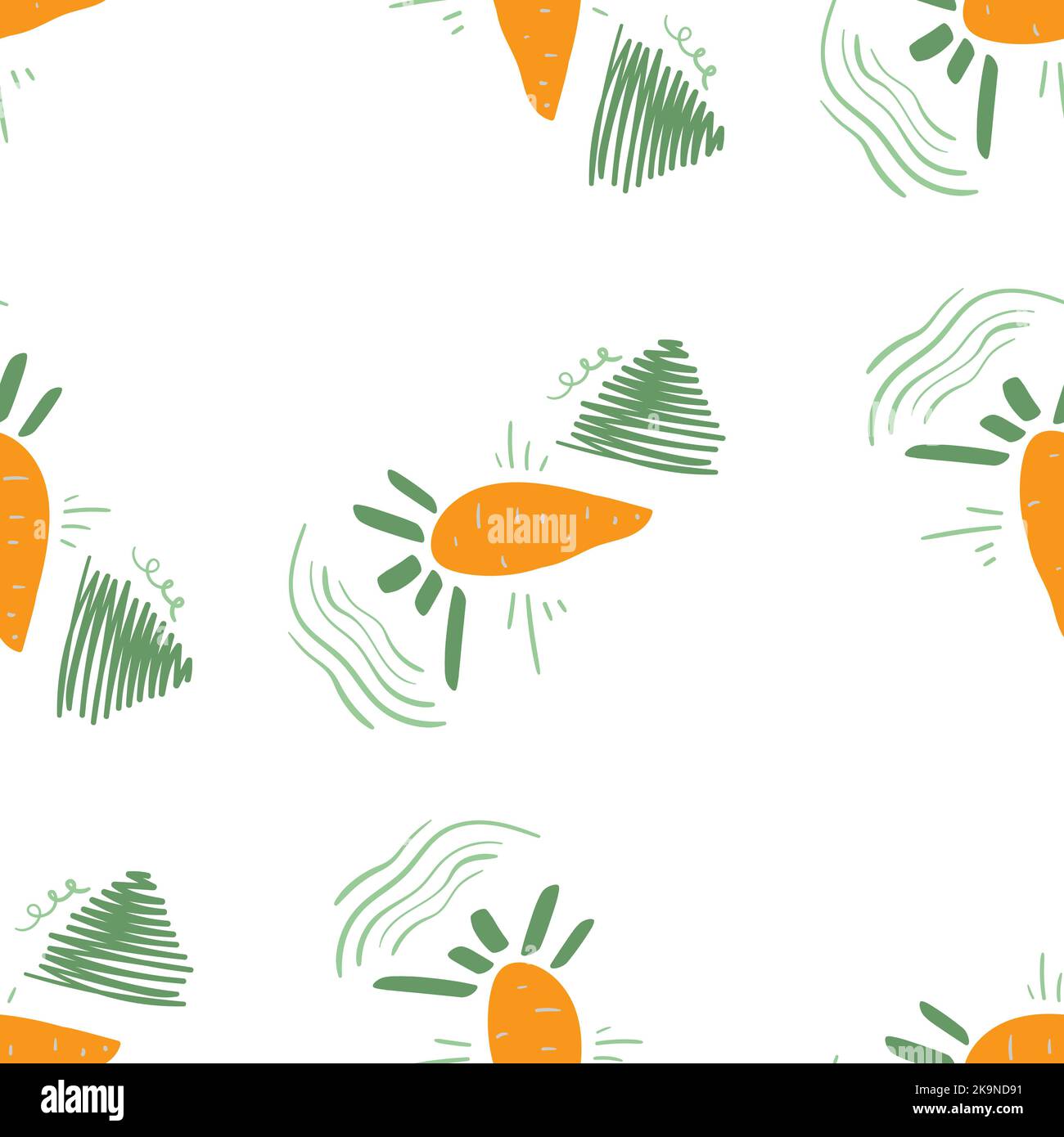 Stylized funny carrot seamless pattern. Decorative background Stock Vector