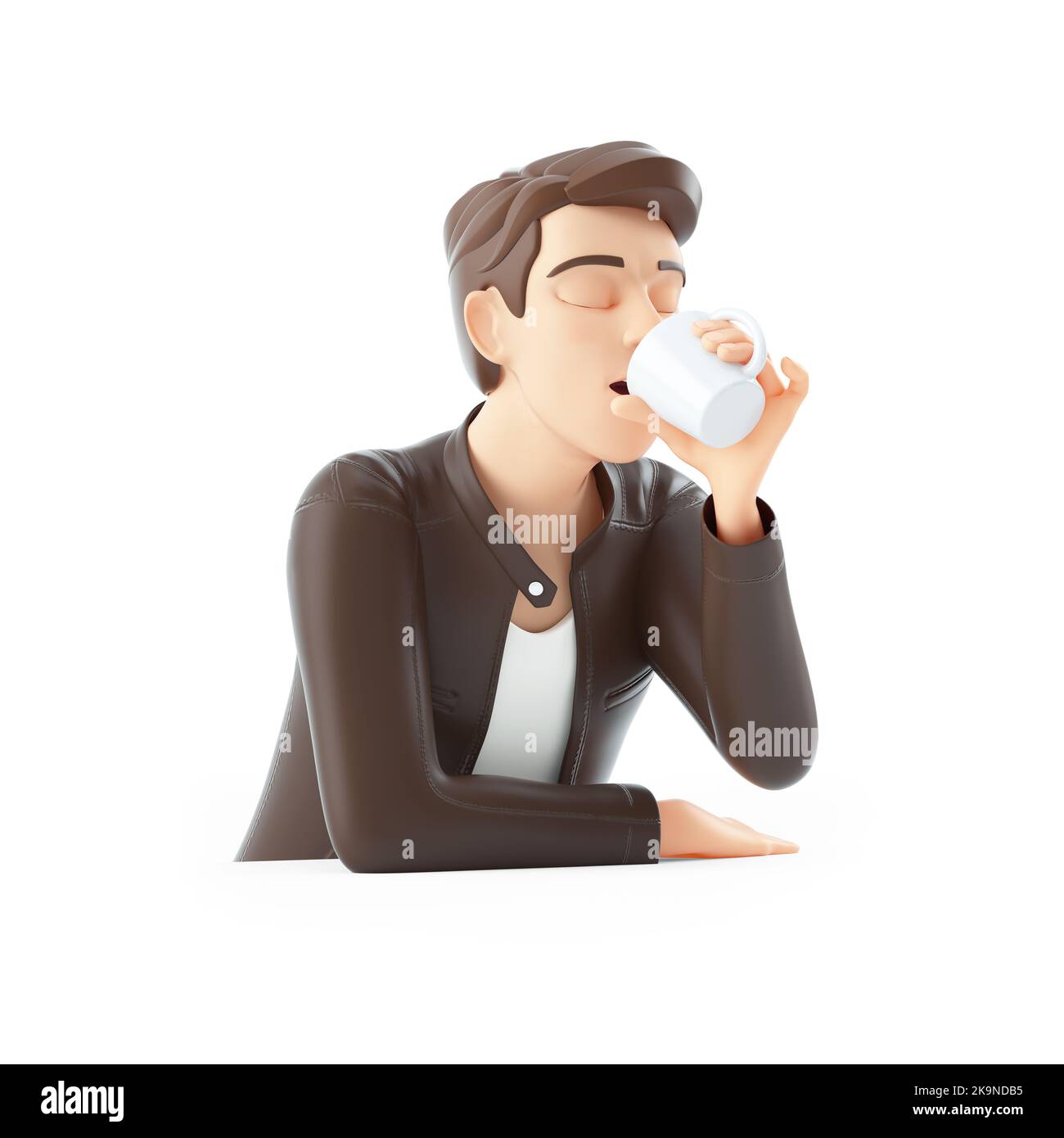 3d man drinking hot coffee hi-res stock photography and images - Alamy