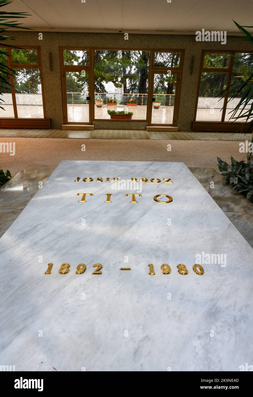 Marshal Tito's Mausoleum. The tomb of President Josip Broz Tito, House of Flowers, Musuem of Yugoslavia, Belgrade, Serbia Stock Photo