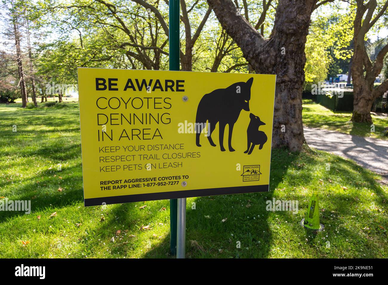 Coyotes warning sign Stock Photo - Alamy