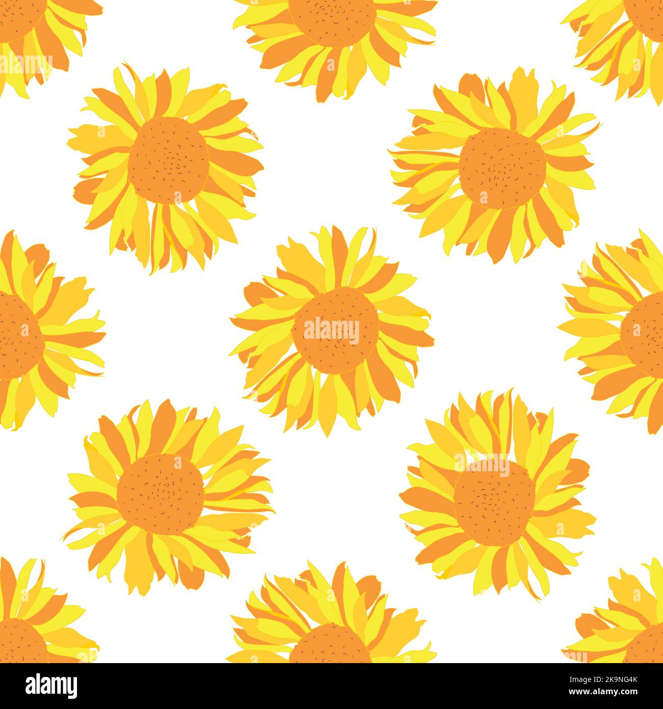 Seamless pattern with bright sunflowers Stock Vector