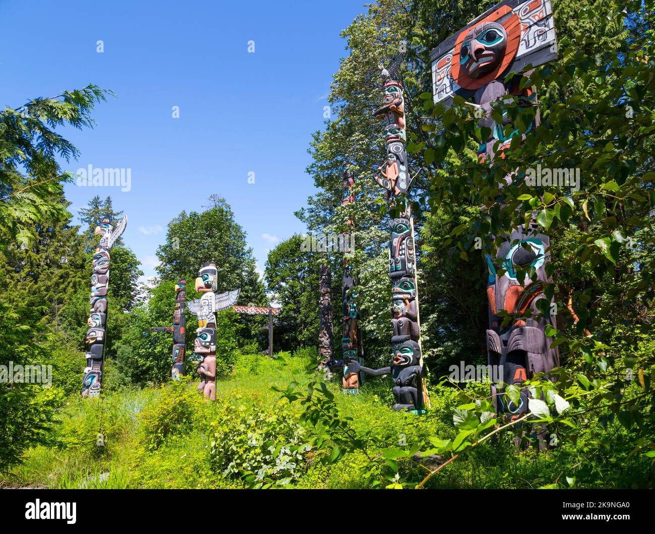 Totem Poles, Stanley Park, Vancouver, Canada Stock Photo