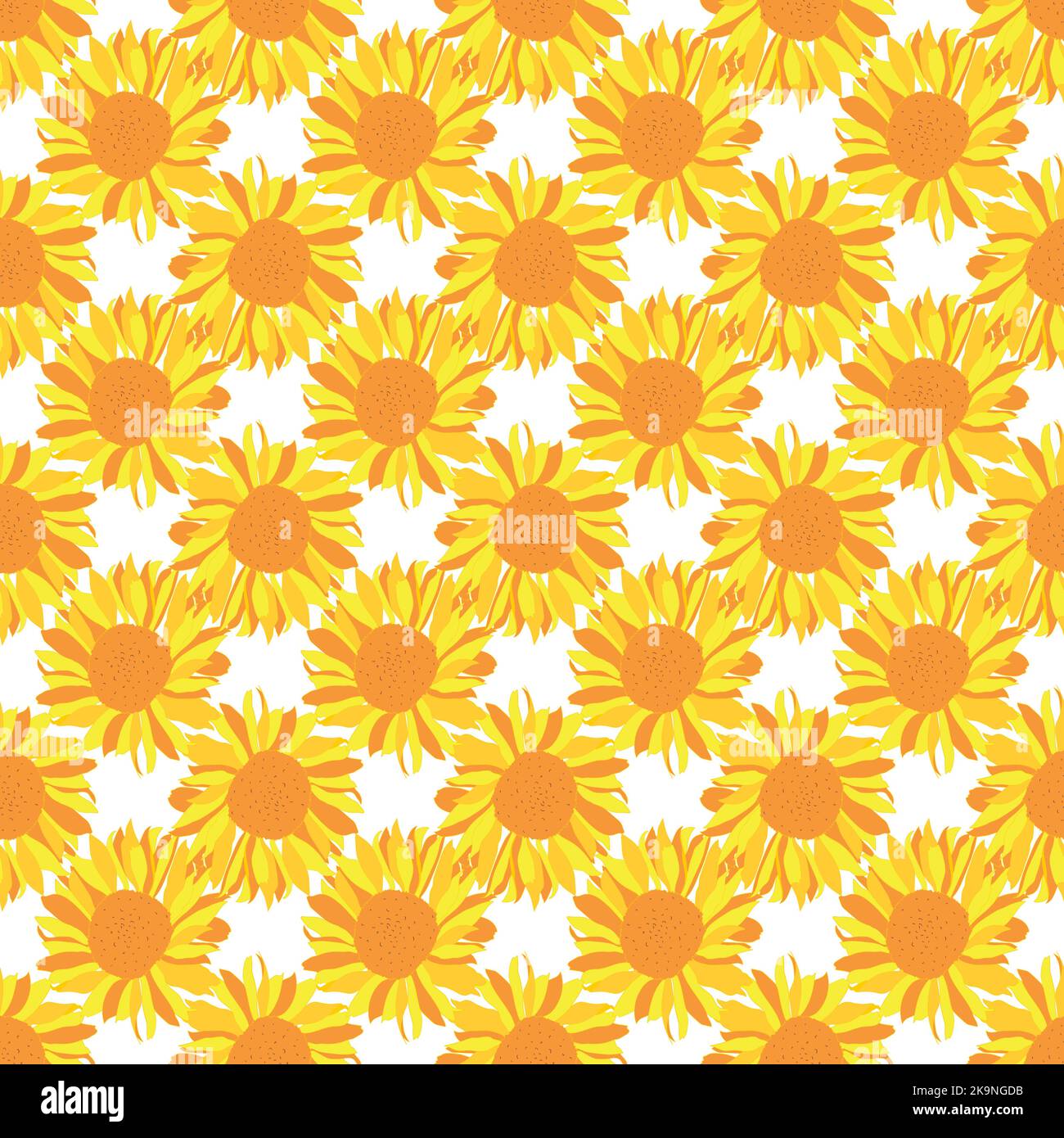 Seamless pattern with bright sunflowers Stock Vector