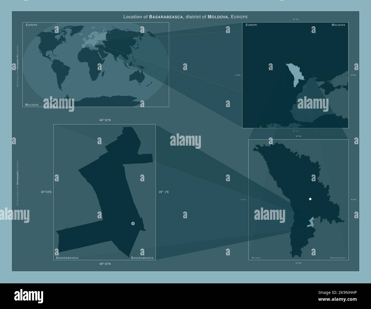 Basarabeasca, district of Moldova. Diagram showing the location of the