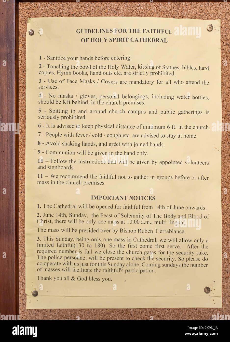 COVID19 heakthcare precautions, Guidelines for the faithful of Holy