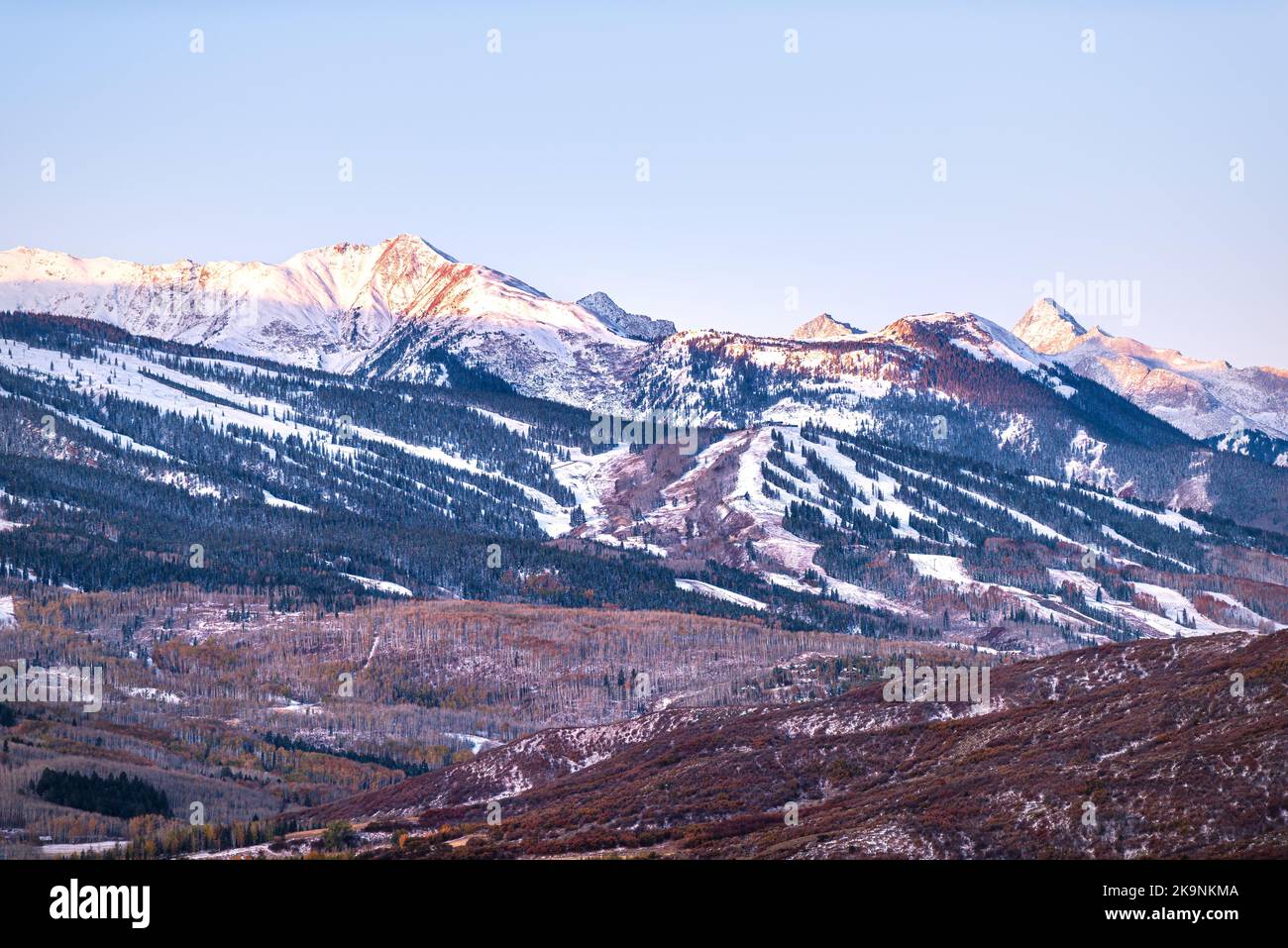 Aspen, Colorado Elk Snowmass range of Rocky mountains in snow in autumn
