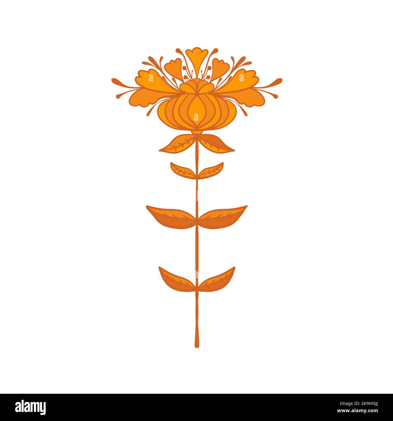Symmetrical flower in ethnic style. Summer, spting decorative floral element for cards, poster, scrapbook, textile design Stock Vector