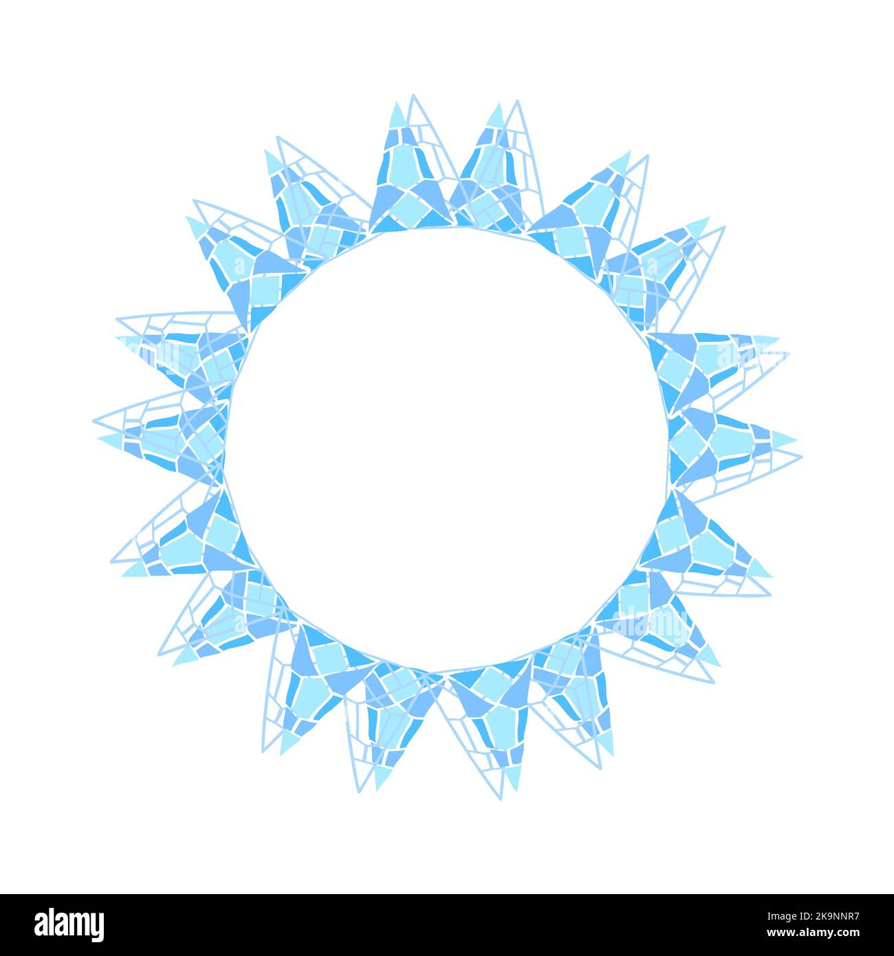 Round frame with geometric pattern. Colorful mosaic border Stock Vector