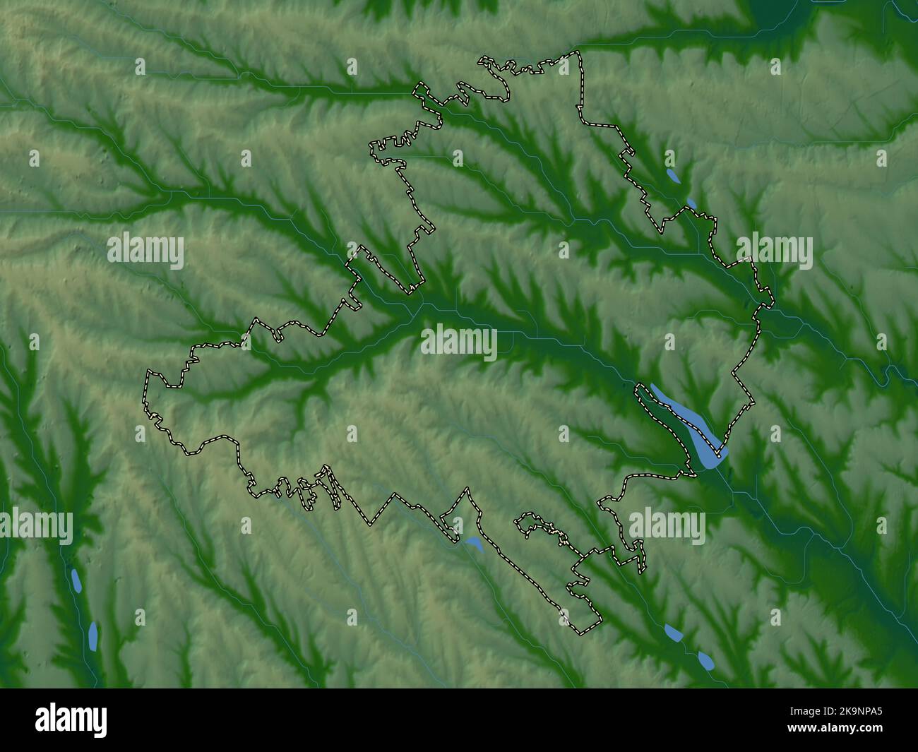 Straseni, district of Moldova. Colored elevation map with lakes and ...