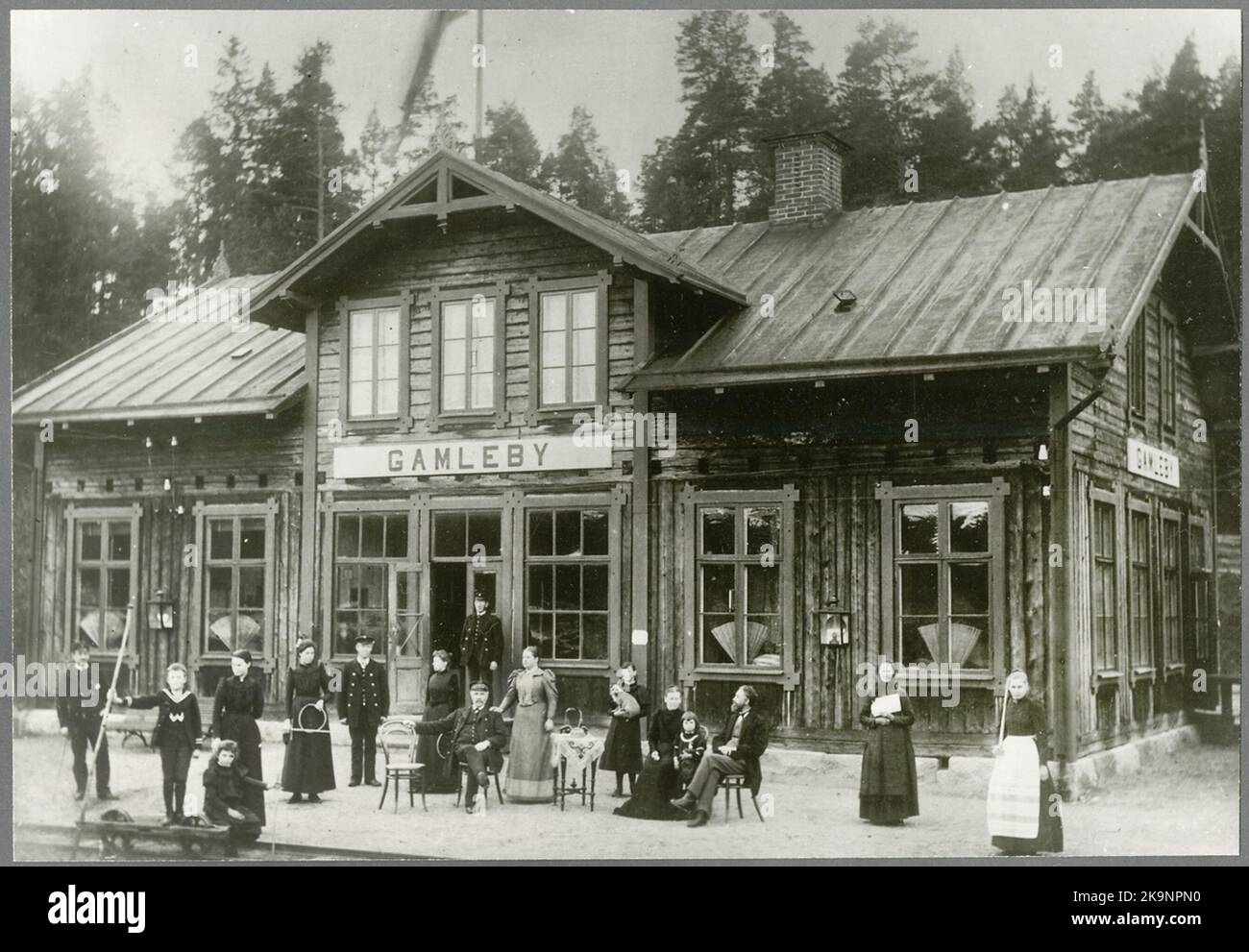 Gambleby Gamleby station with staff and family Stock Photo - Alamy