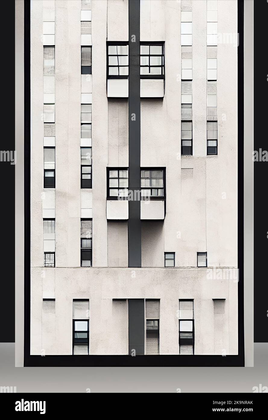 Minimalist Bauhaus Wall Art Print in Retro Color, Vintage Building Background, Modern Art