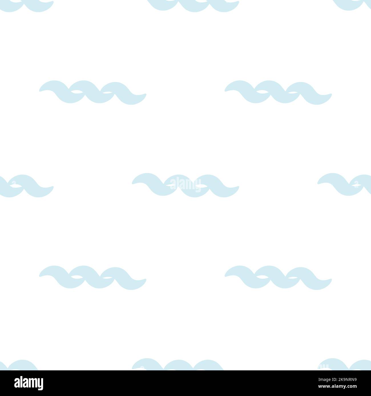 Vector seamless pattern. Abstract background with hand drawn blue wavy ...