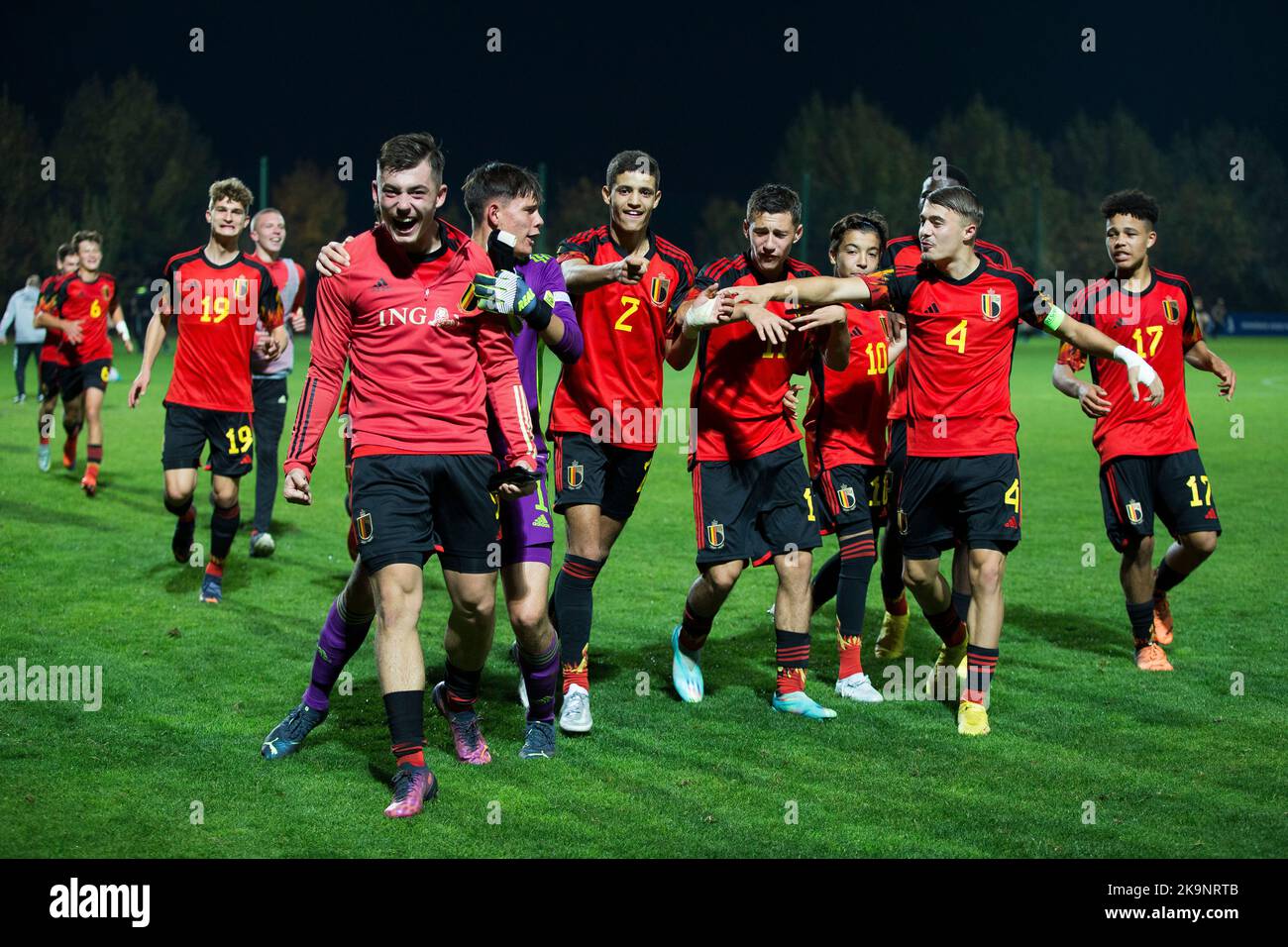 Belgium's players a soccer game between Romania U17 and Belgium U17