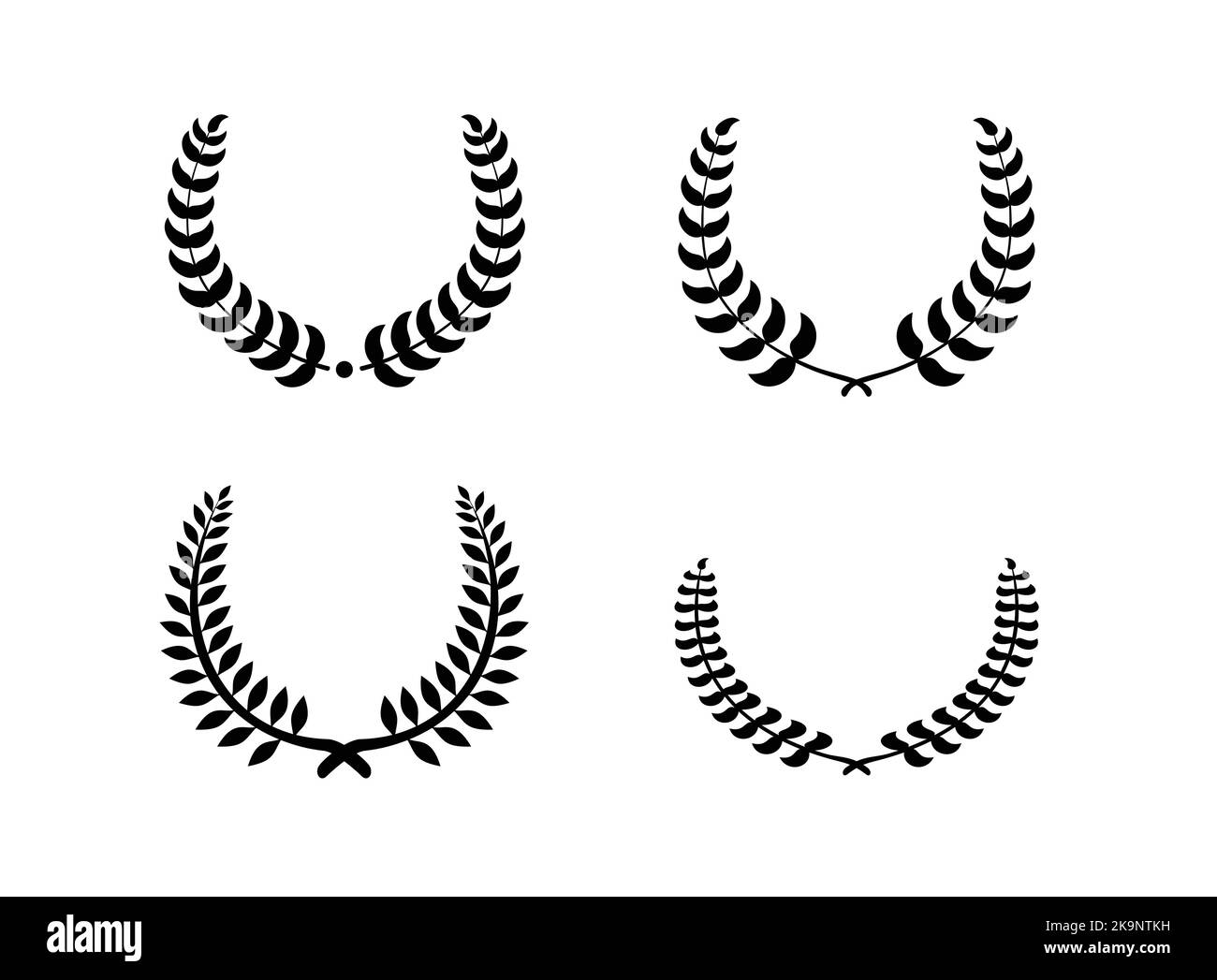 Set of retro vintage laurel wreaths icons and emblems, badges and signs for logotype or other graphic or printing awards and symbols. Stock Vector