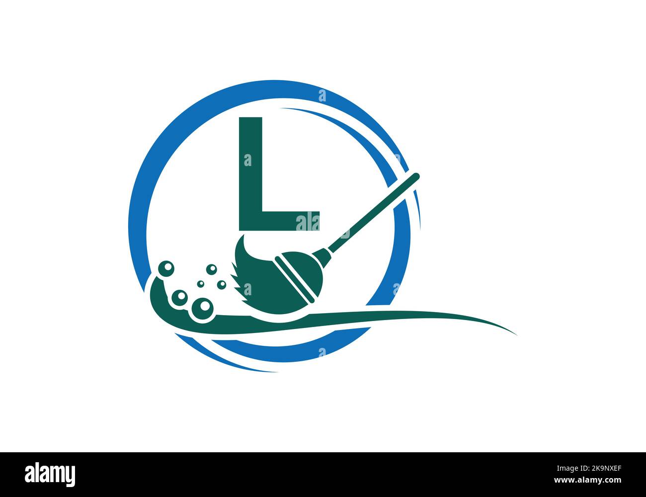 House Cleaning Logo On Letter L With Water Spa And Leaf Concept. Maid