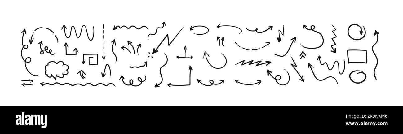 Vector abstract black hand drawn arrows set on white background Stock ...