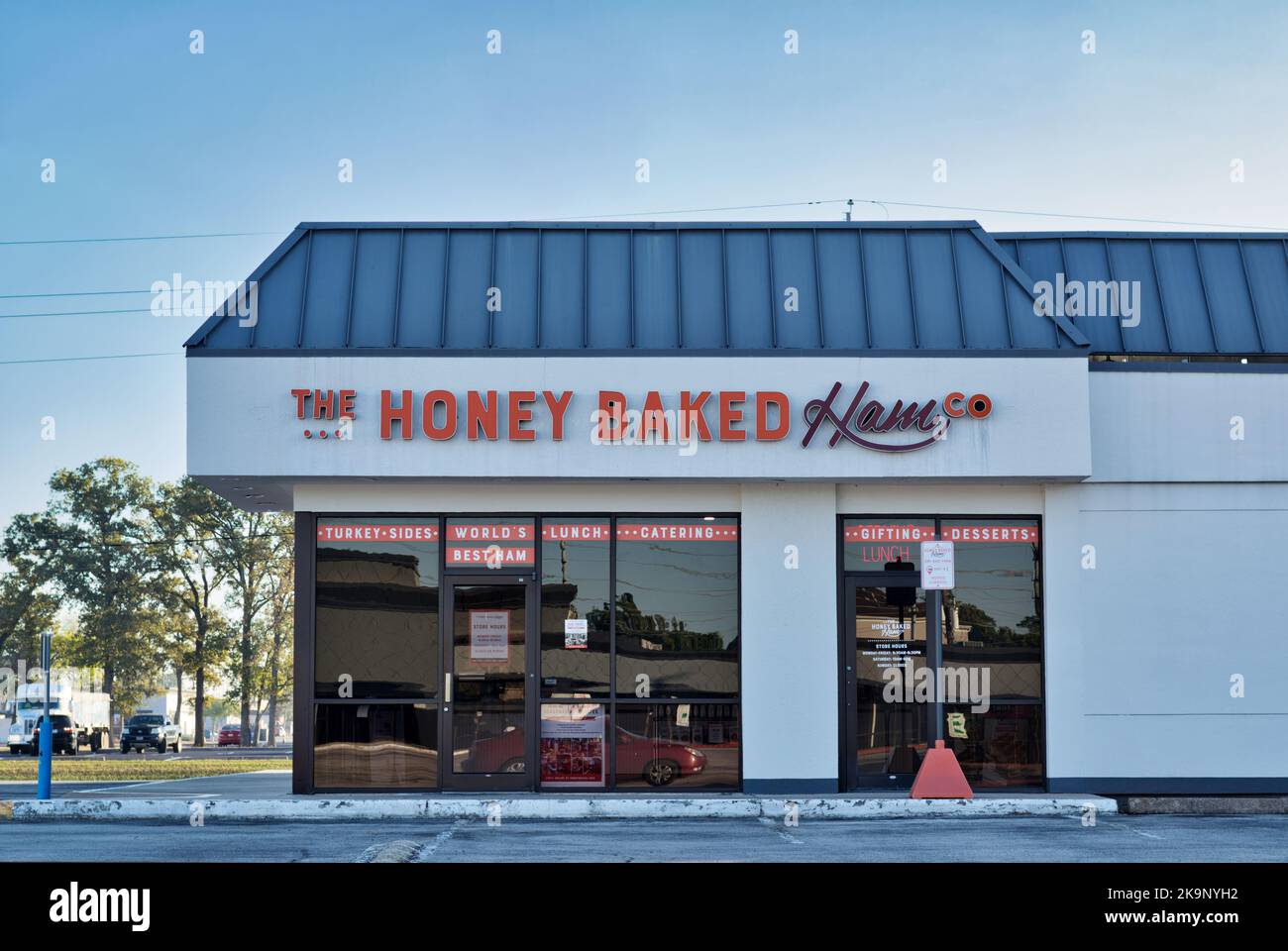 Houston, Texas USA 10272022 The Honey Baked Ham store exterior in