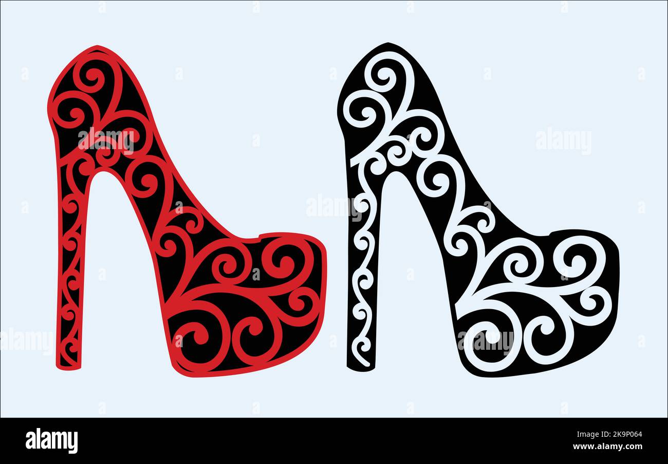 Vintage ornamental high heel shoe. Decorative icon on a background with  pattern Stock Vector by ©misTery 402376250