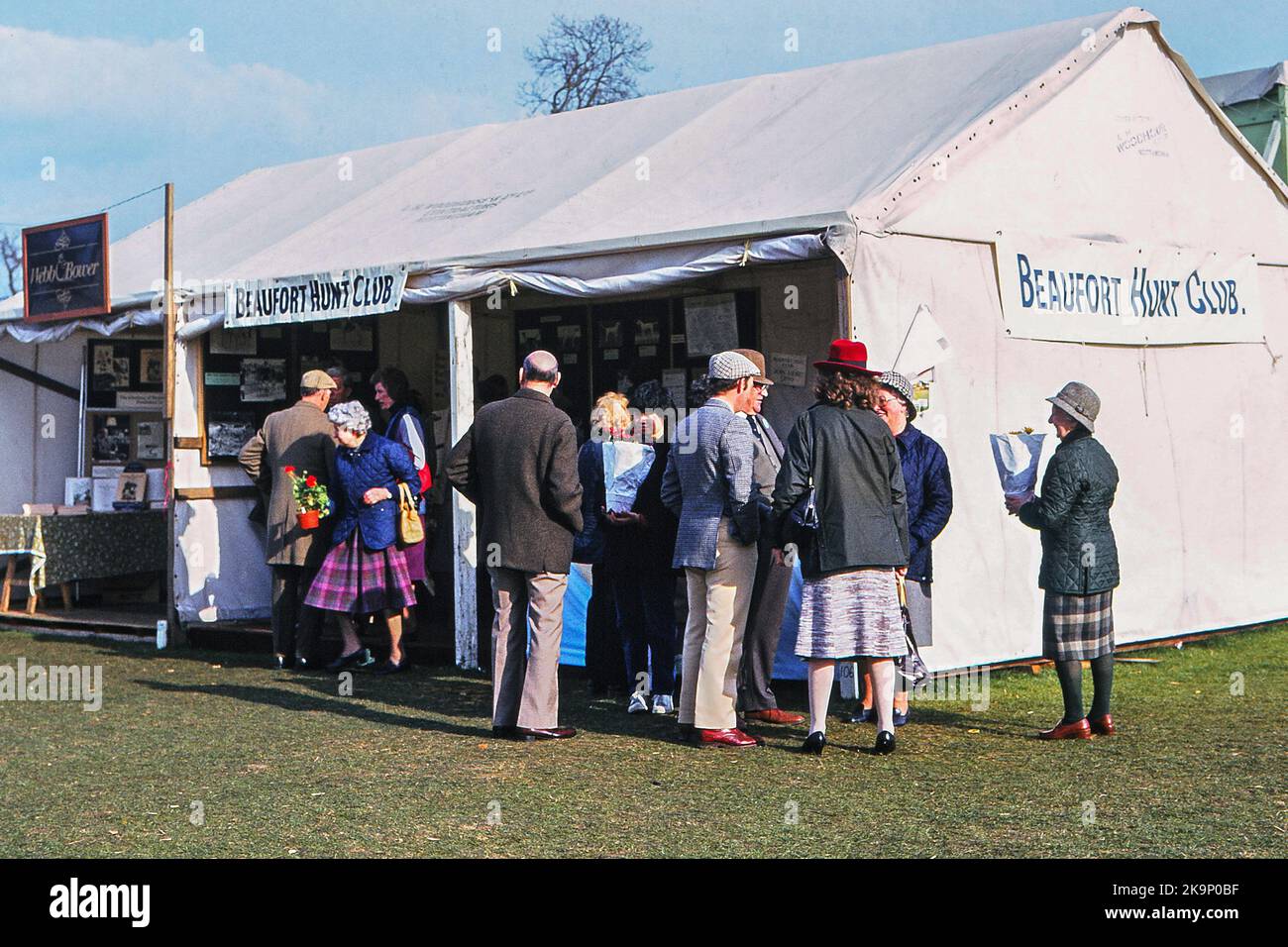 Beaufort Hunt Club marquee at the Badminton Horse Trials in Gloucestershire 1982 Stock Photo
