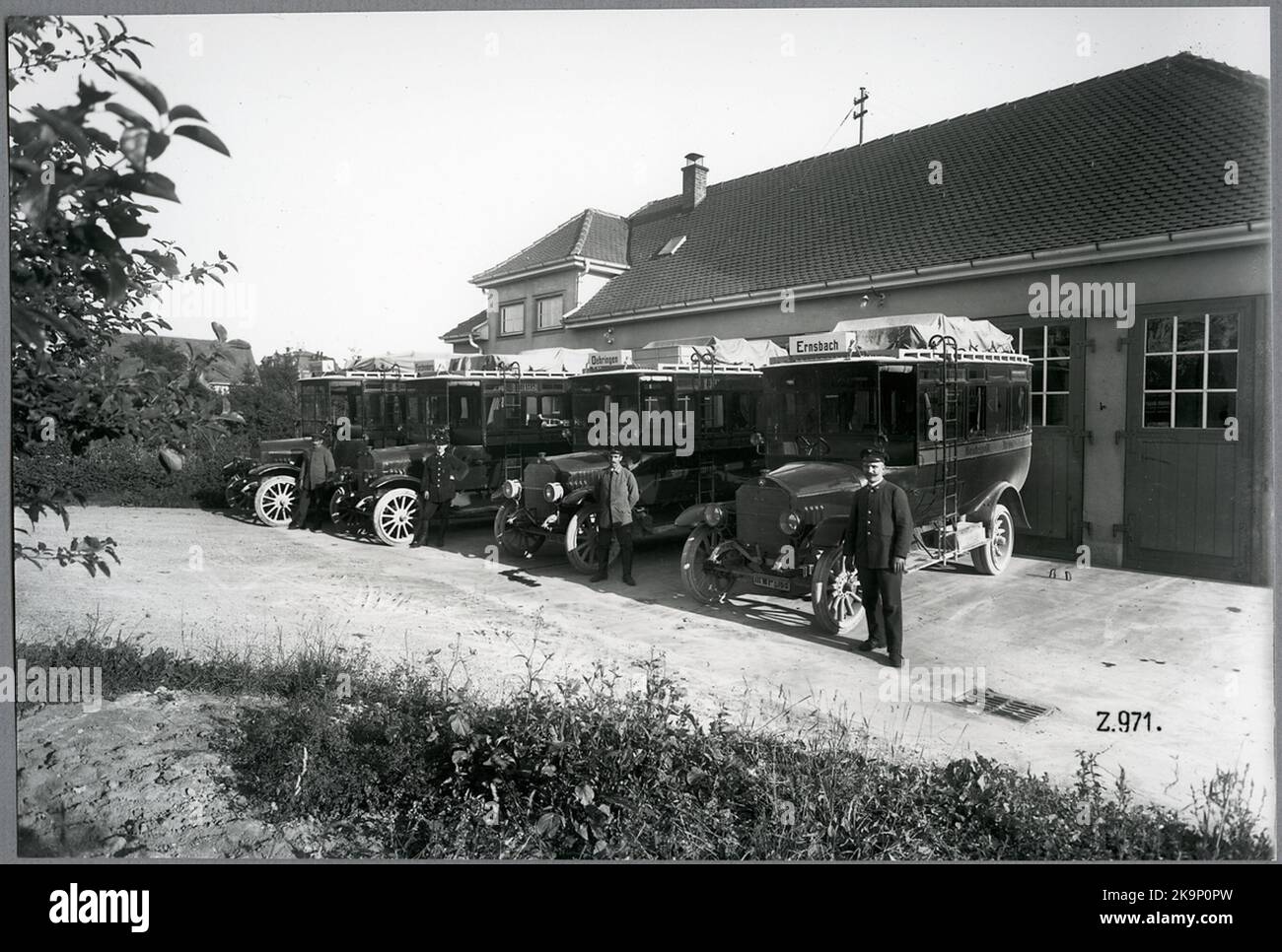 Daimler-Benz AG outside the bus garage. Stock Photo