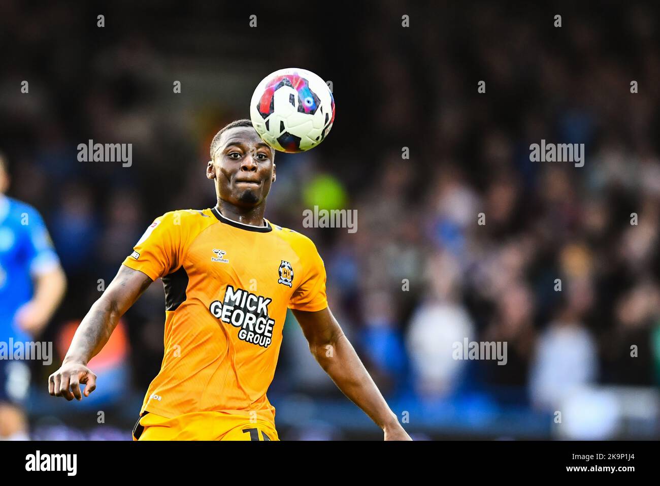 Jubril Okedina (15 Cambridge United) controls the ball during the Sky Bet League 1 match between Peterborough and Cambridge United at London Road, Peterborough on Saturday 29th October 2022. (Credit: Kevin Hodgson | MI News) Credit: MI News & Sport /Alamy Live News Stock Photo