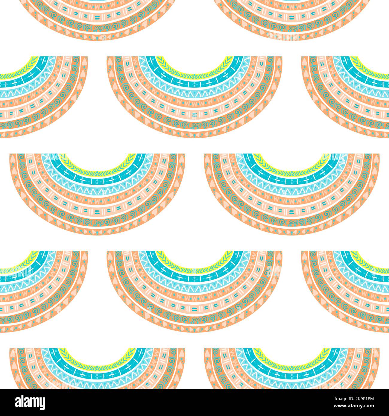 Vector seamless pattern of the doodle rainbows. Decorative colorful ...