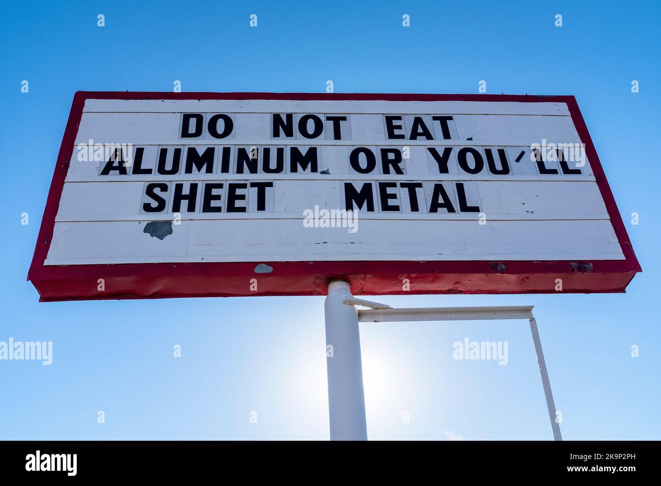 humorous outdoor signs in Albuquerque, New Mexico Stock Photo