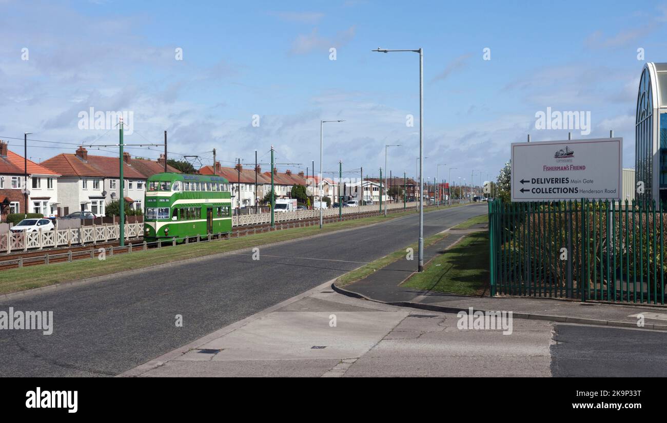 Lindel road, Fleetwood. Blackpool balloon double deck tram 700 working