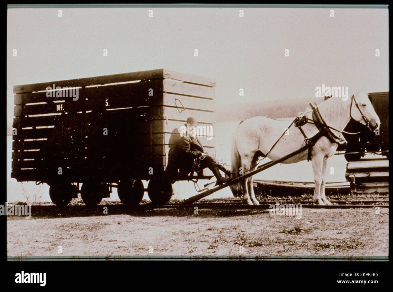 Horse drawn railway carriage on the horse track between Rörshyttan