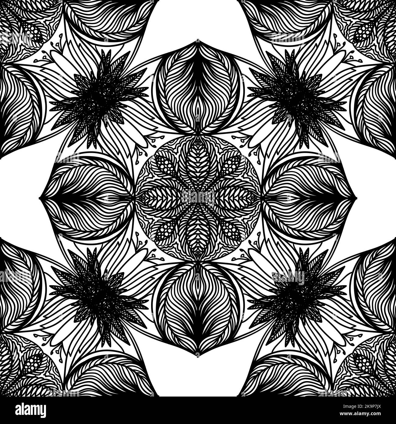 Decorative seamless pattern with abstract lacy mandalas Stock Vector ...