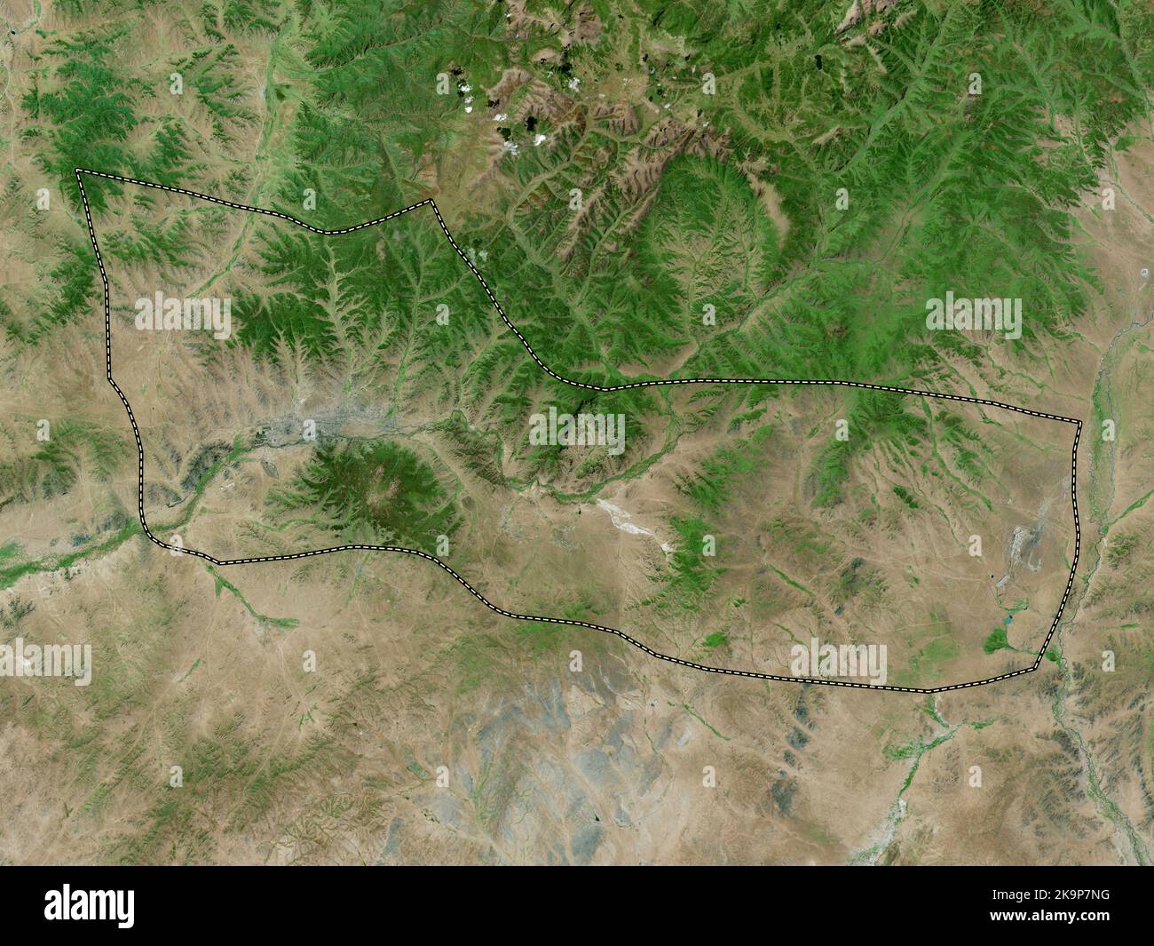 Ulaanbaatar, municipality of Mongolia. High resolution satellite map