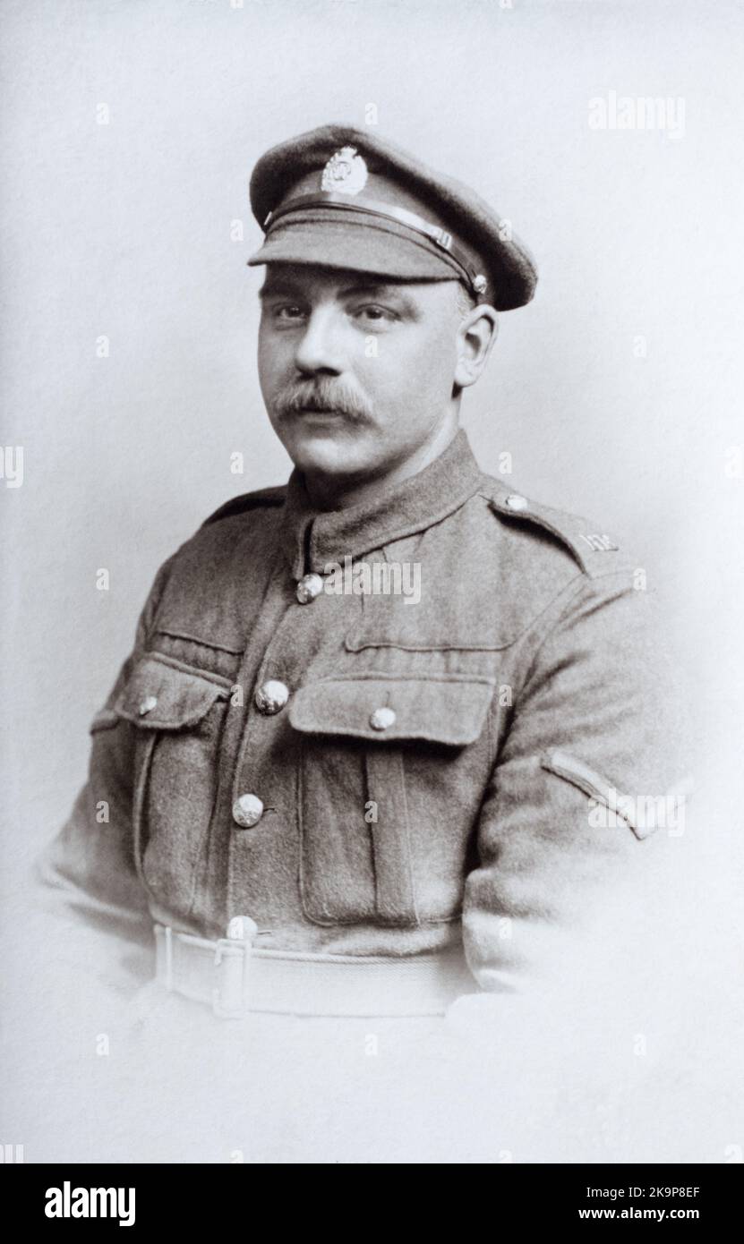 First World War era portrait a British soldier, a Lance Corporal in the Royal Engineers. Stock Photo