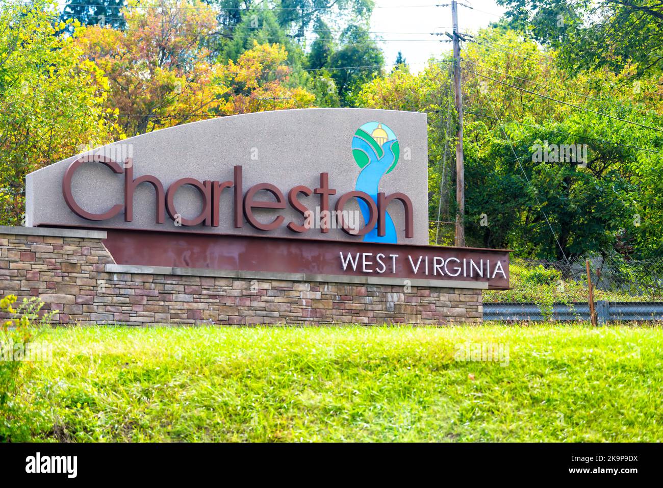 Charleston, USA October 17, 2019 City entrance banner architecture