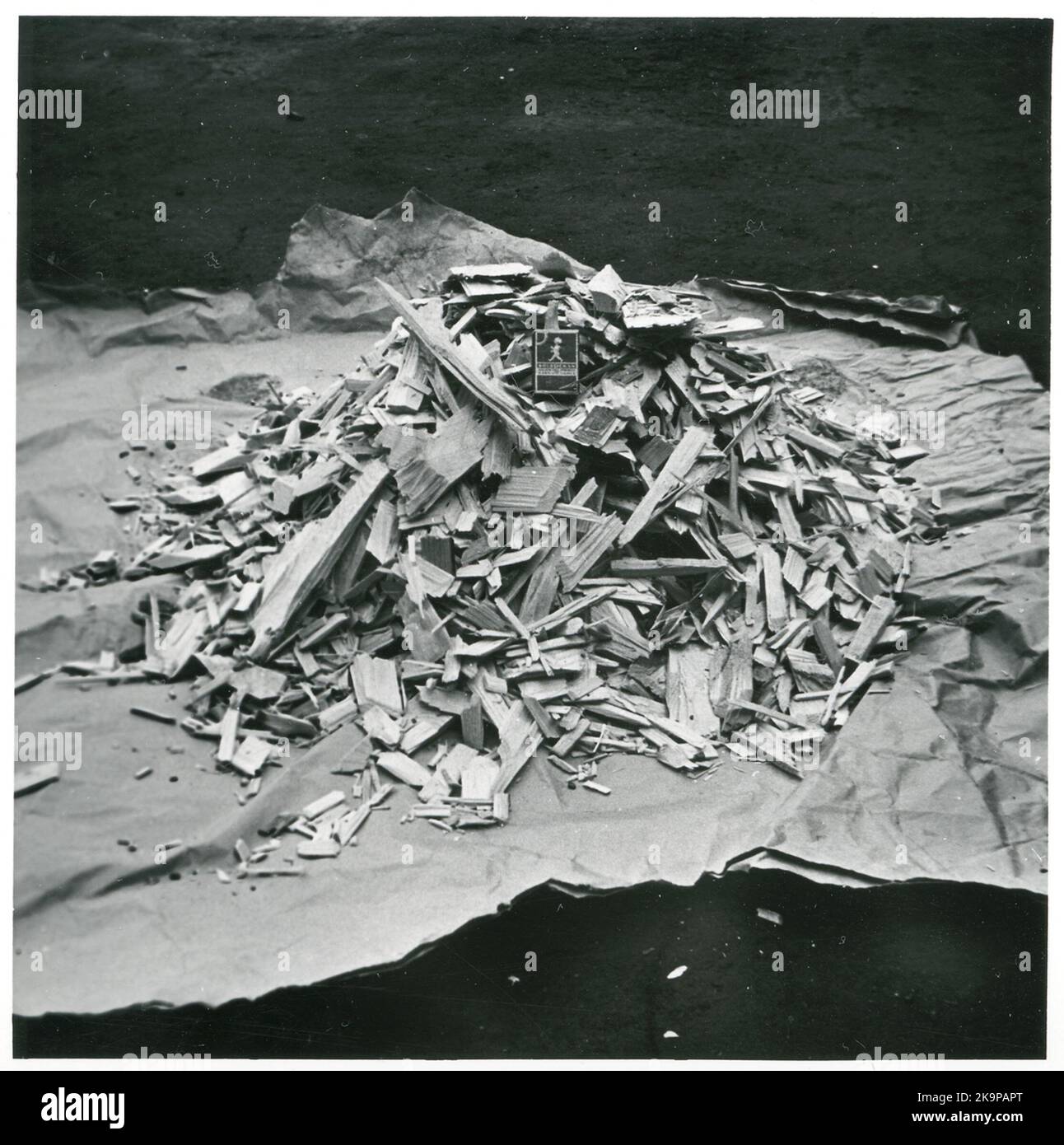 Wood chips for gear operation. Matching box as size comparison Stock ...