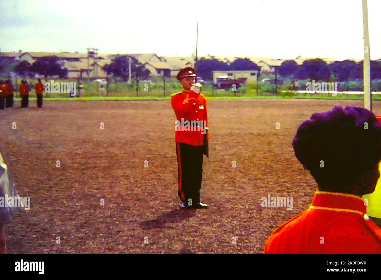 British Army officers carrying swords at an Independence Day event in Accra, Ghana, c. 1959