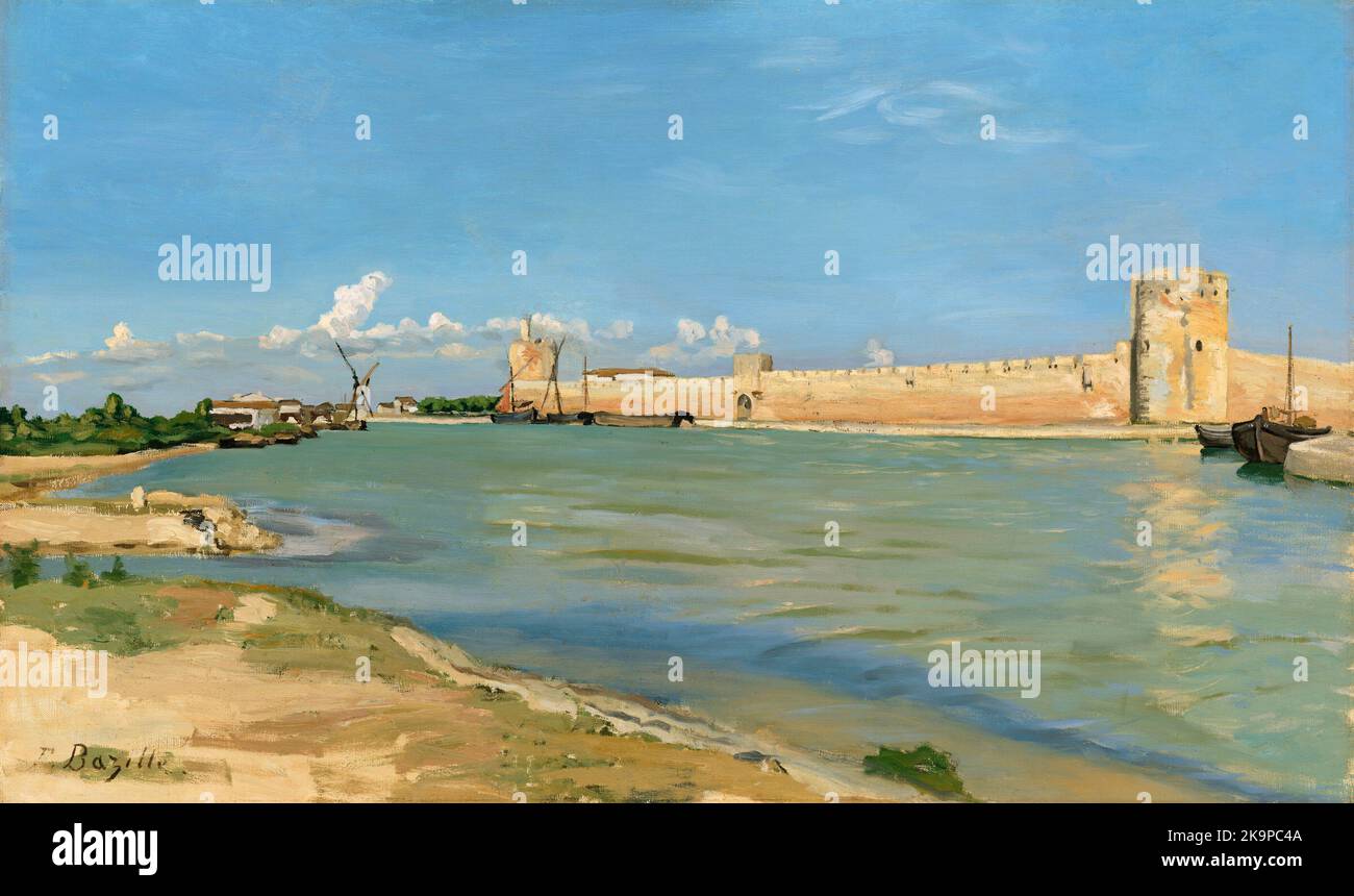 The Western Ramparts at Aigues-Mortes. Frédéric Bazille. 1867. Stock Photo