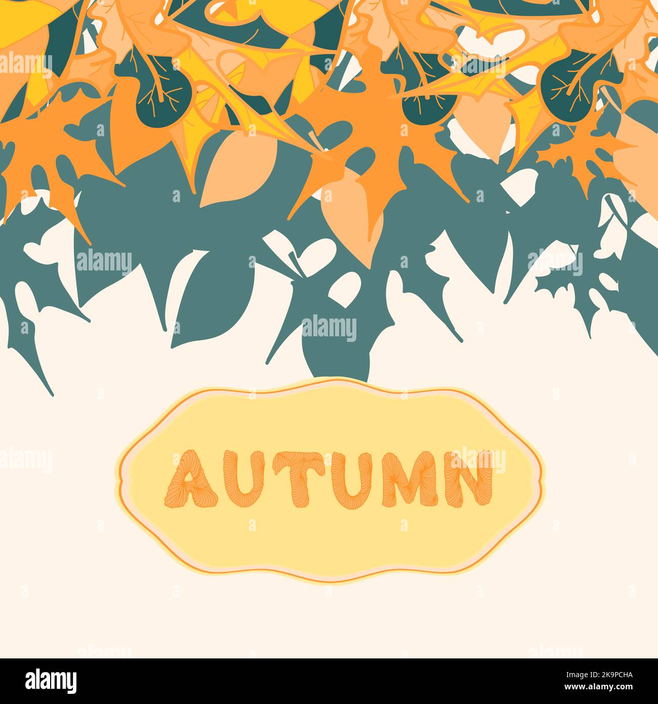 Autumn greeting card with colorful leaves, vector illustration Stock ...